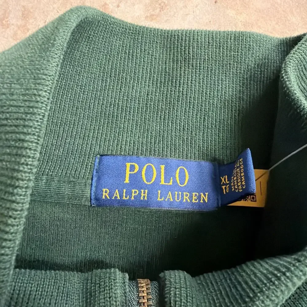 Polo Ralph Lauren Double-Knit Mockneck 1/4 Zip Sweatshirt Men's Size XL Green